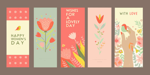 Floral ornament greeting cards pastel colors and handwritten text © Ankan