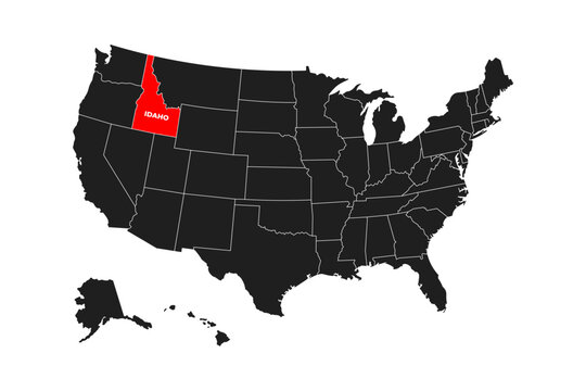 Idaho State, USA, vector map isolated on United states map. Editable blank vector map of USA.