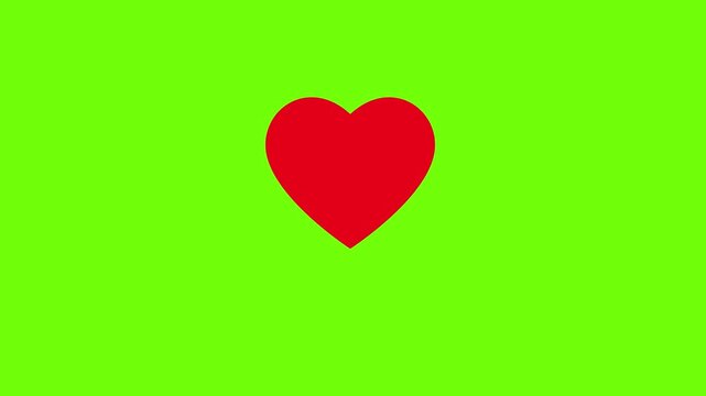 A vibrant red heart shape on a green background creates a romantic vector illustration, serving as a perfect love symbol for Valentine's Day decoration or a wedding card design