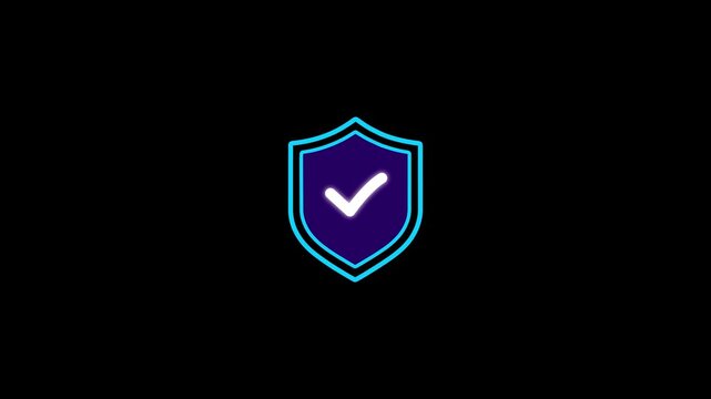Shield check mark icon video animation. security protection verification safety approval video motion. Security shield icon video animation.