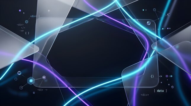 Futuristic technology concept with 3D render and coding elements