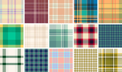 Plaid collection for stylish backgrounds, wallpapers, and digital media. Vector patterns suit phones, tablets, desktops, websites, and creative projects. © SolaruS