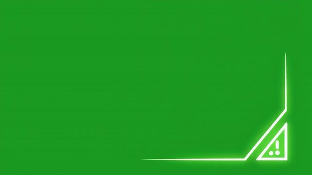 Abstract green background with a warning triangle animation for digital content