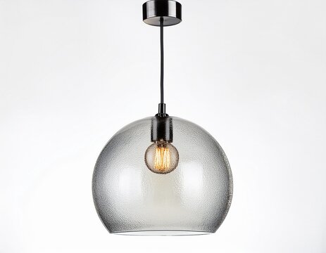 modern simple pendant lamp with spherical glass shade isolated on white background