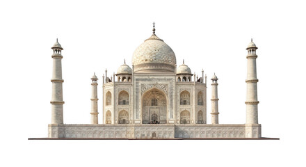 Fototapeta premium Beautiful taj mahal monument in agra india showing the iconic white marble tomb and grand architecture isolated on transparent background