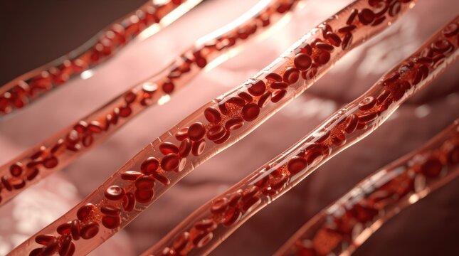 Blood Cells Flowing Through Arteries and Veins