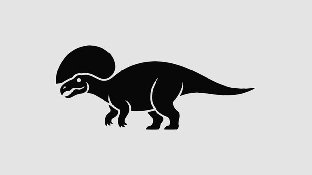 Dinosaur, Parasaurolophus, black silhouette, illustration, vector, eps