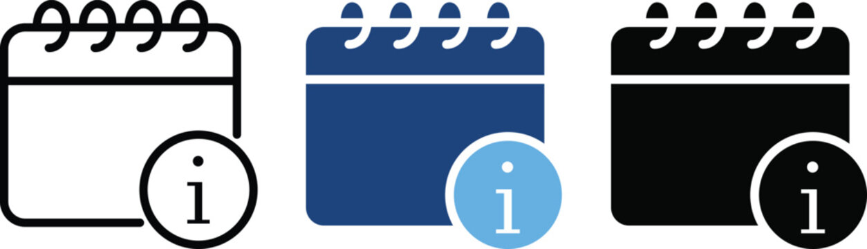 Calendar Information Icon Set with Schedule Reminder Vector Illustration