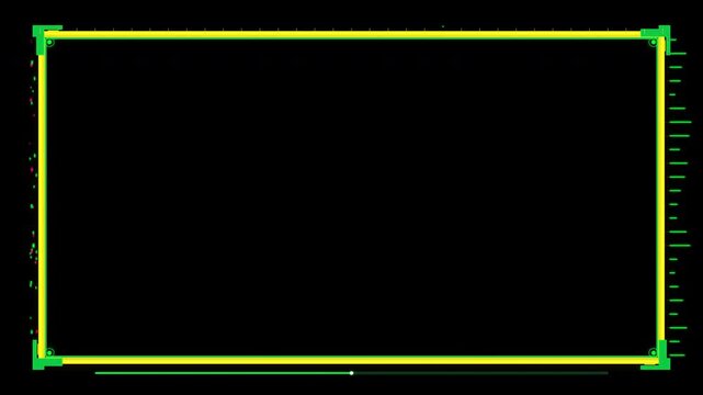 Dynamic neon frame animation motion with glowing green and yellow border effects for digital design and visual effects projects.