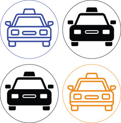 Obraz premium Four colorful car icons in different styles and angles