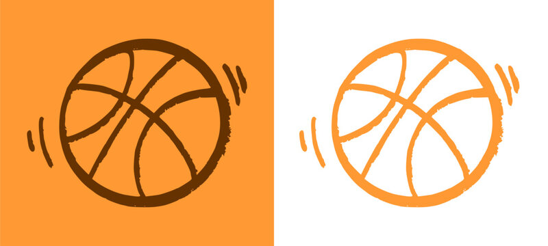 Hand drawn doodle style icon of a basketball. Essential team sports equipment element and court tournament competition graphic design, isolated on a plain background for athletic assets.