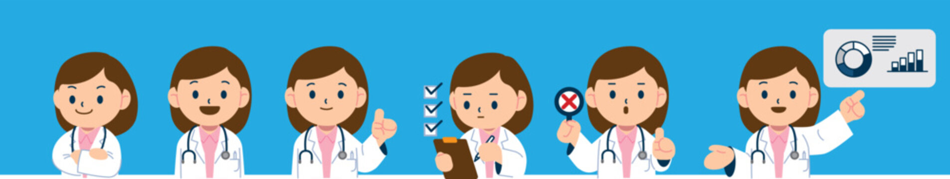 Cute SD doctor medical character vector illustration