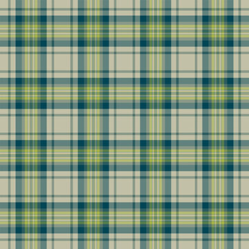 Color check pattern texture, awesome textile background seamless. Expressive vector plaid fabric tartan in pastel and lime colors.