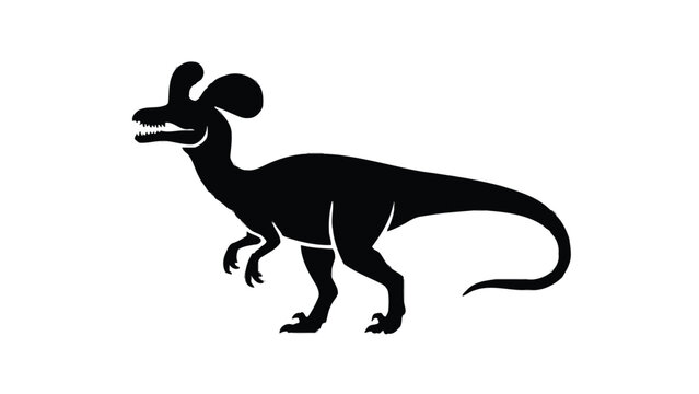 Dinosaur, Parasaurolophus, Black Silhouette, Vector Graphic