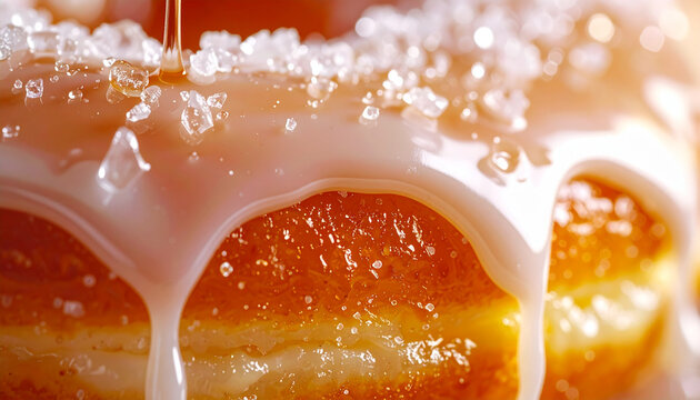 Sweet glazed donut close detail