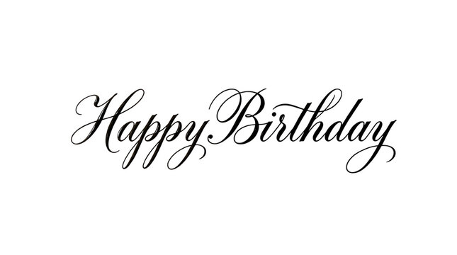 Elegant happy birthday calligraphy text on transparent background