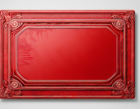 red vintage rectangular stamp frame on isolated background