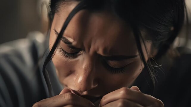 Emotional portrait of sad woman feeling isolated hopeless and overwhelmed by stress depression and personal failure