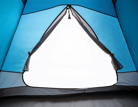 view from inside of tent on white blank background