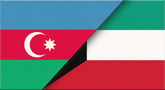 Azerbaijani and Kuwaiti flag in one. Azerbaijani-Kuwaiti relations.