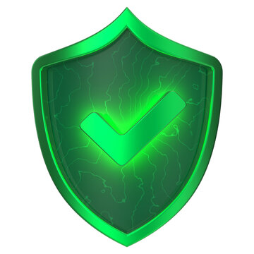 3d green color security approval green symbol isolated transparent background 3d rendering