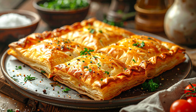 Golden flaky savory puff pastry