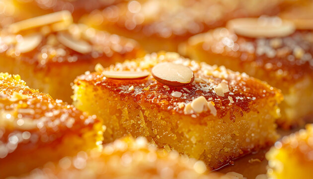 Sweet Semolina Cake With Almonds
