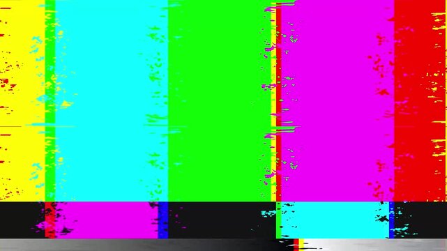 Tv Test Pattern Color Bars Glitch Motion Overlay Background
