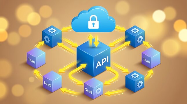 Digital cloud api connection for software services integration and data sharing securely between multiple applications and users on the internet.
