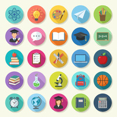 Fototapeta premium Education and school filled outline icons set vector illustration