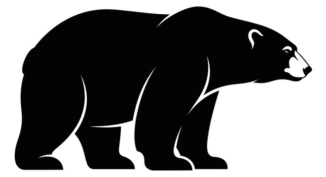 Black bear silhouette walking profile.