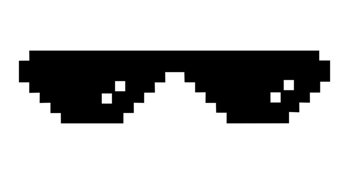 Fun retro Pixelated sun glass icon, Boss glasses meme, life style meme sunglasses thug, vector illustration