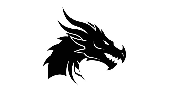 Black dragon head silhouette profile.