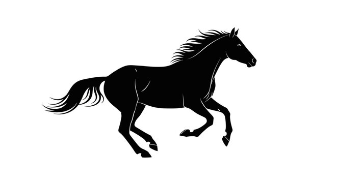 Black Horse Running Fast Silhouette.