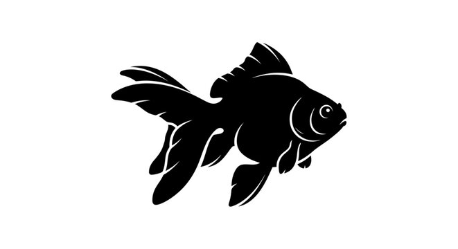 Black goldfish swimming in water.