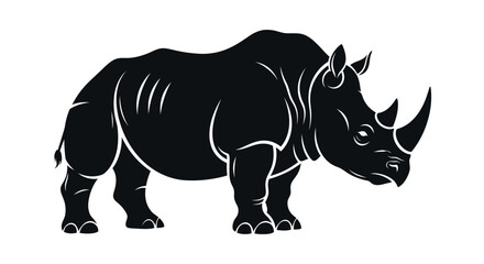 Black Rhinoceros Side Profile Illustration. © Nanang