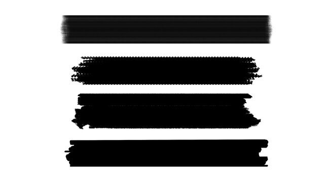 Black watercolor acrylic ink brush stroke collection set isolated on transparent background, paint brush texture vector design graphic elements illustration.