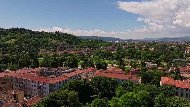 Aerial drone view of Campo Marzo Park in Vicenza, Italy