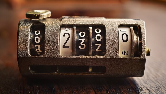 vintage mechanical counter close up displaying numeric sequence analog precision concept