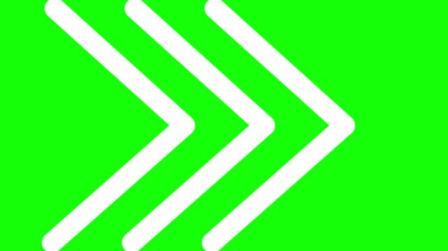 Arrows pointing right in white indicate forward motion and progress against a solid green background, making this clean graphic element perfect for website navigation or digital interface design.