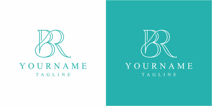 Teal logo design with letter B and customizable text.