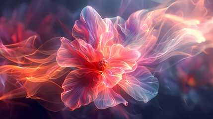 Obraz premium Transparent petals with luminous edges showing perfectly transparent petals with beautifully luminous bioluminescent edges, 
