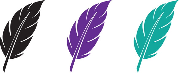 Colorful feather icons in black, purple, and blue © Mst. Taslima Akhter