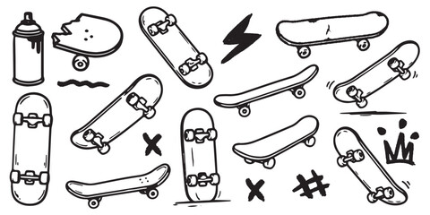 Cool skateboard and gaming doodle vector set for stickers, t-shirts, posters, and other uses. © Abdul