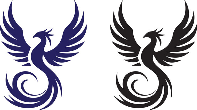 Phoenix bird icon in black and purple