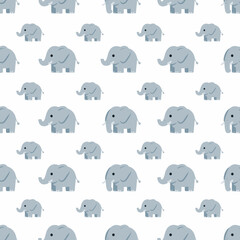Obraz premium Cute Cartoon Elephants Pattern Repeating on White Background