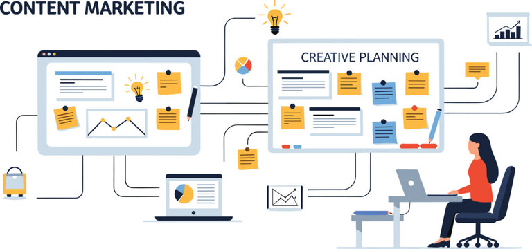 Woman plans content marketing strategy