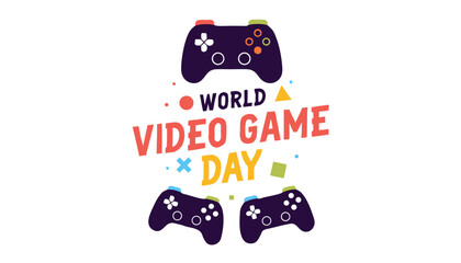 World video game day celebration design with dark gaming controllers © vectyx2
