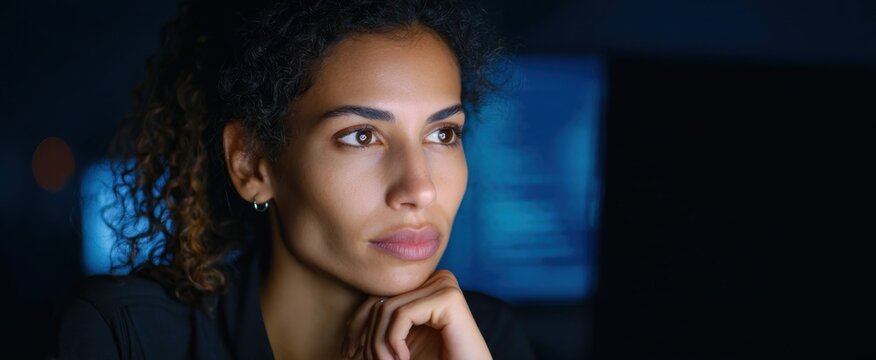 Diverse software tester meticulously resolving application code issues remotely with programmers on desktop.