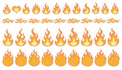 Set of pixel art fire icons for classic retro video games © vectyx2